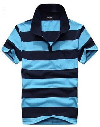 Collar Striped Short Sleeved  Men's T-shirt
