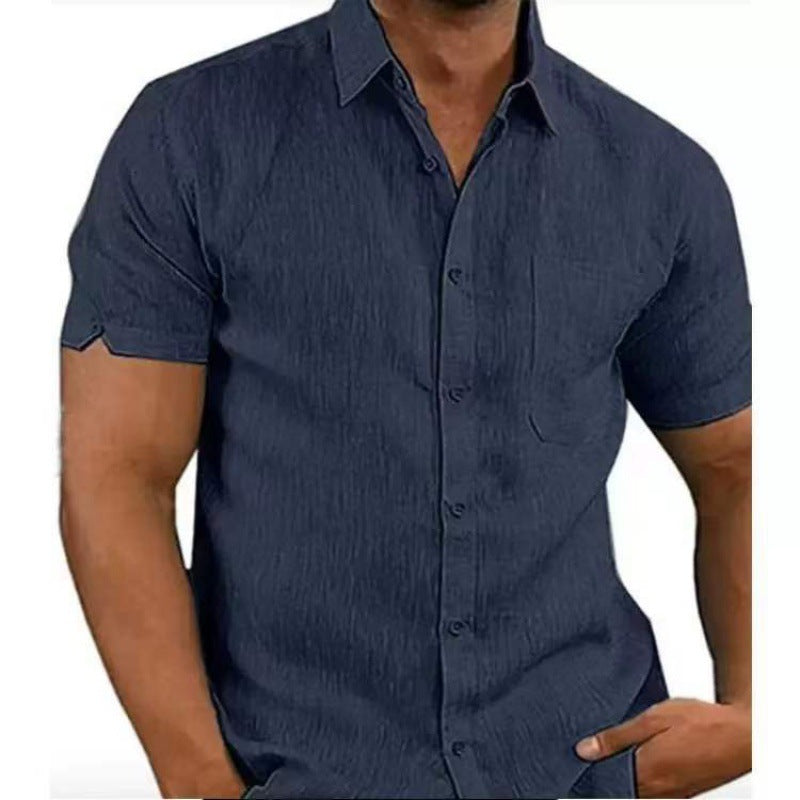 Short Sleeve Summer Solid Shirts Casual Loose Tops Tee For Mens