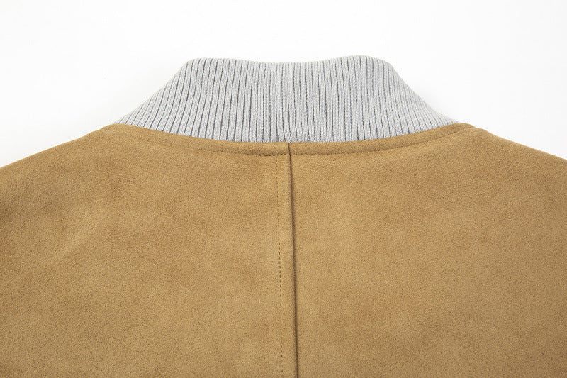 Fashion Brand Suede Color Matching Coat