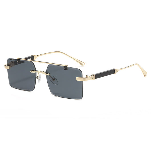 Frameless  Men's Double Beam Square Sunglasses