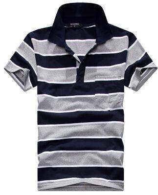 Collar Striped Short Sleeved  Men's T-shirt