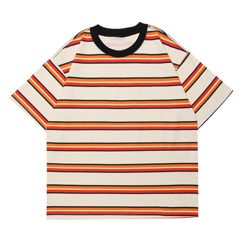 Retro Striped Short-sleeved Man's T-shirt
