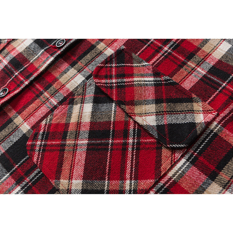 New Denim Lapel Plaid Shirt Men's