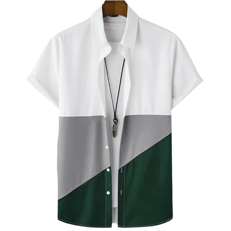 Fashion Trendy Men's Shirt Digital Printing Casual Breathable Stand Collar Short Sleeve