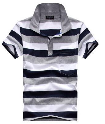 Collar Striped Short Sleeved  Men's T-shirt