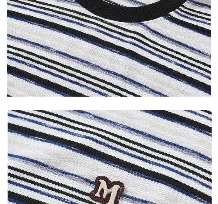 Men's Striped Loose Artistic Youth Fresh T-shirt