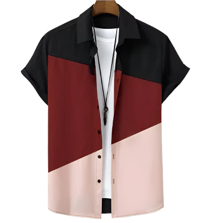 Fashion Trendy Men's Shirt Digital Printing Casual Breathable Stand Collar Short Sleeve