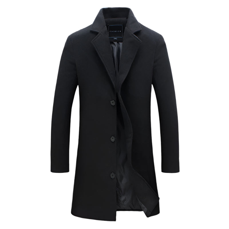Mens New Solid Color Casual Business Woolen Coats For Winters