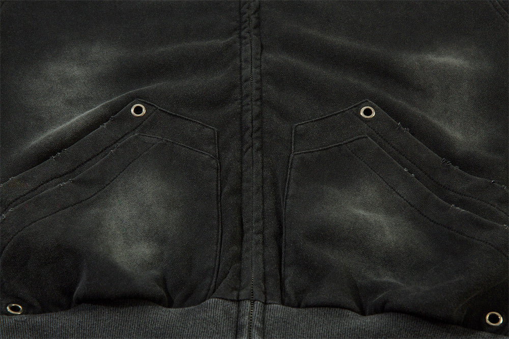 Punk Worn-out Loose Zip Sweater