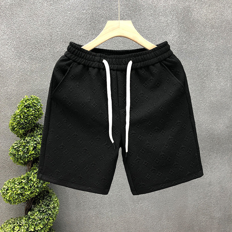 White Jacquard Shorts For Men