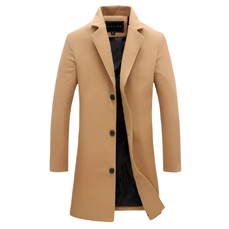 Mens New Solid Color Casual Business Woolen Coats For Winters