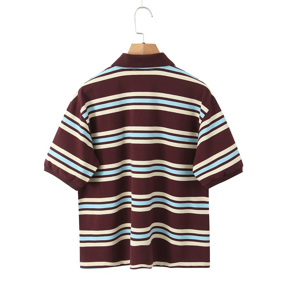 Retro Pure Cotton Striped Polo Shirt