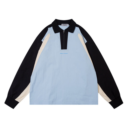 Stitching Thin Lapel Sweater Male