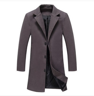Mens New Solid Color Casual Business Woolen Coats For Winters