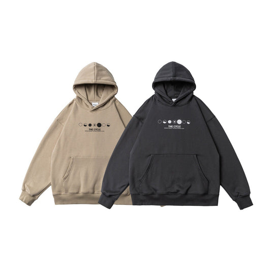 New Printed Velvet Padded Hooded Sweatshirt Men