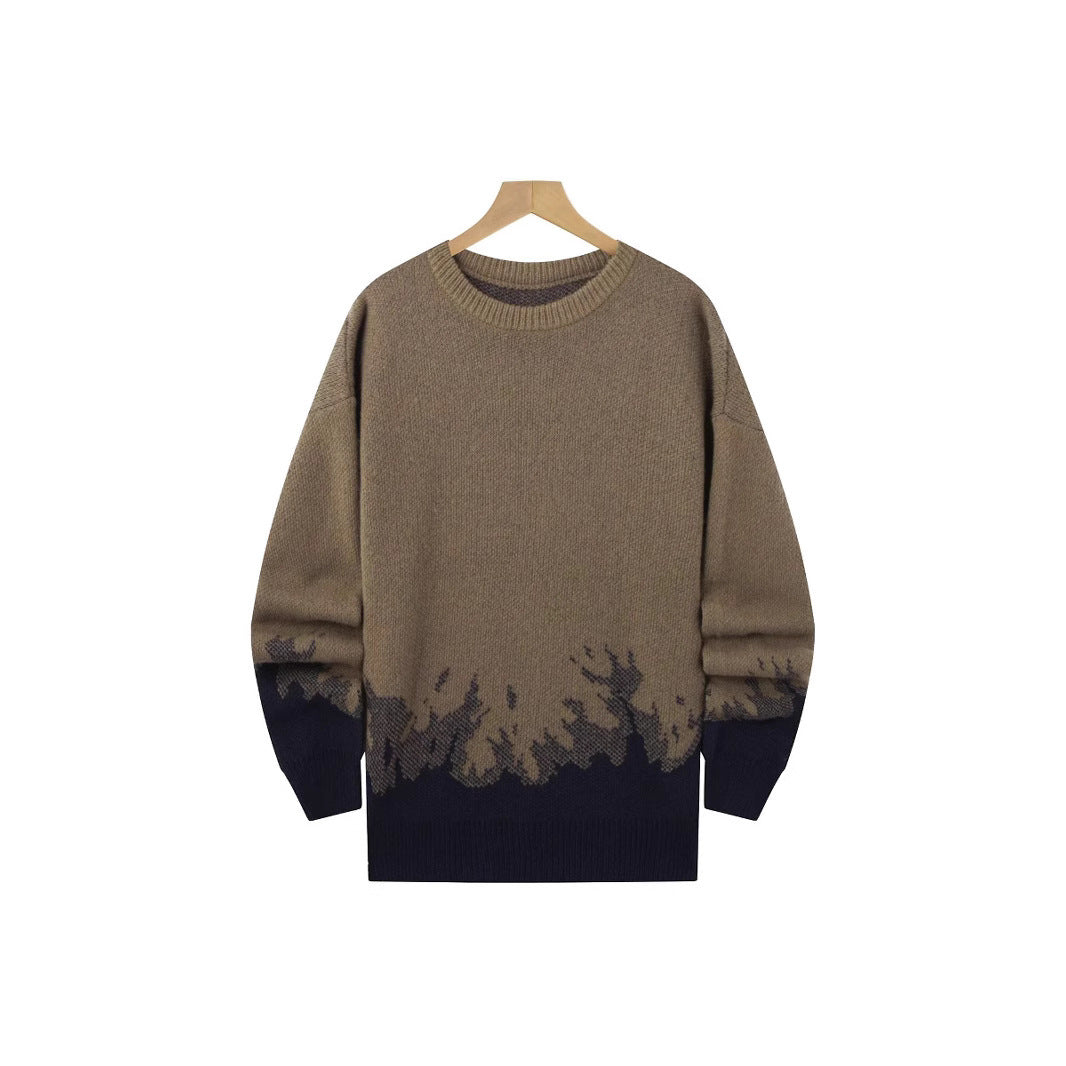 Flame Knitted Sweater Men's Leisure Warm