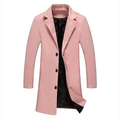 Mens New Solid Color Casual Business Woolen Coats For Winters