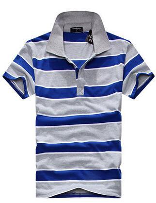 Collar Striped Short Sleeved  Men's T-shirt