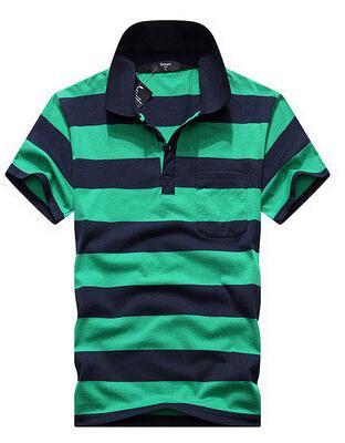 Collar Striped Short Sleeved  Men's T-shirt