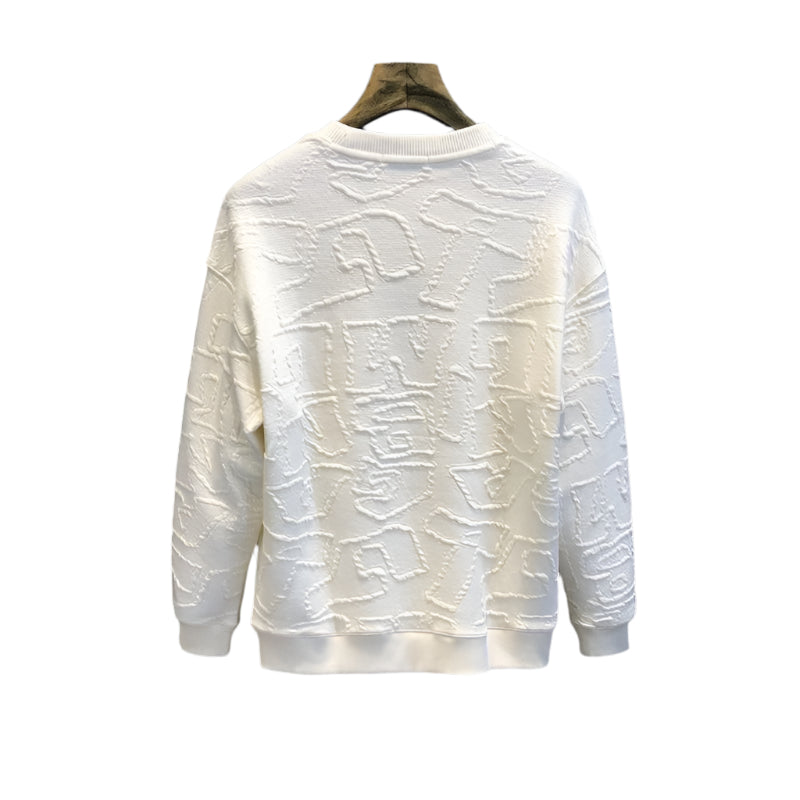 Texture Jacquard Heavy Round Neck Sweater Men's Autumn New