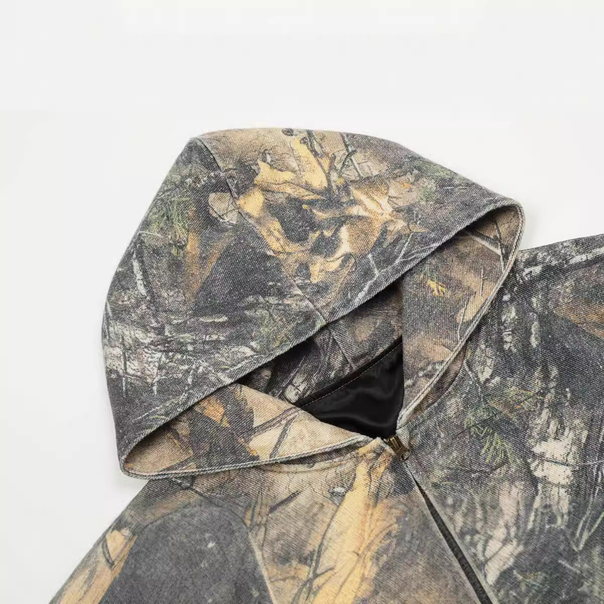 Printed Branches Camouflage Hooded Cardigan Sweater Coat