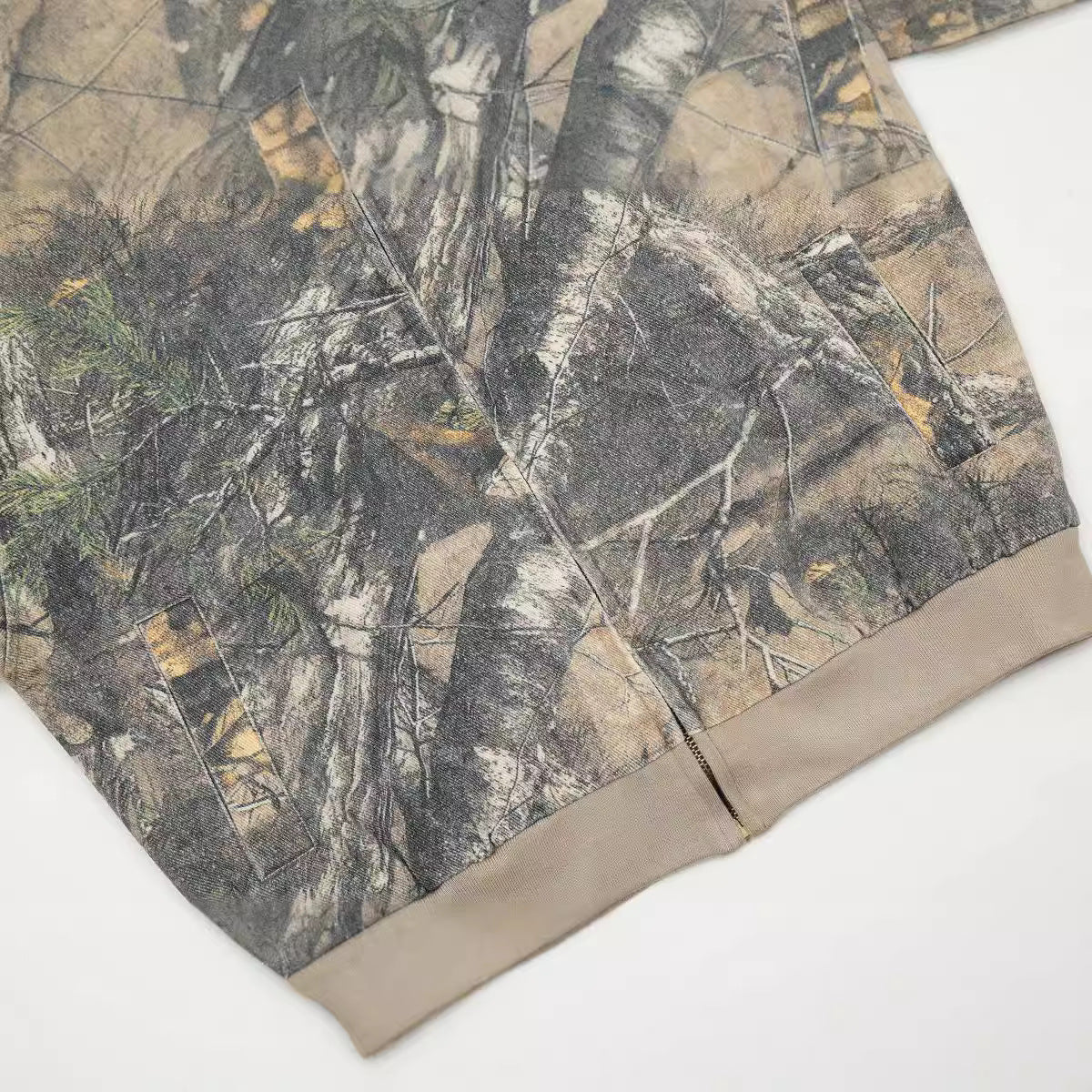 Printed Branches Camouflage Hooded Cardigan Sweater Coat