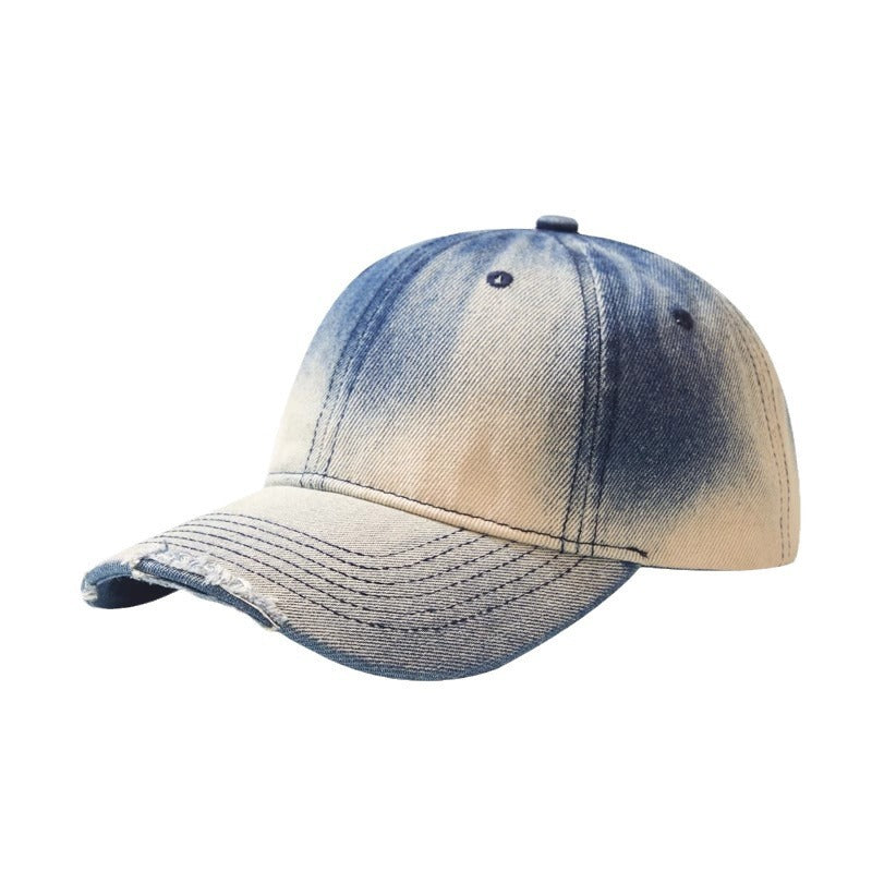 Distressed Gradient Denim Casual  Cap