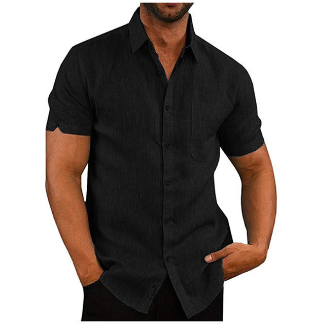 Short Sleeve Summer Solid Shirts Casual Loose Tops Tee For Mens