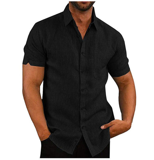 Short Sleeve Summer Solid Shirts Casual Loose Tops Tee For Mens
