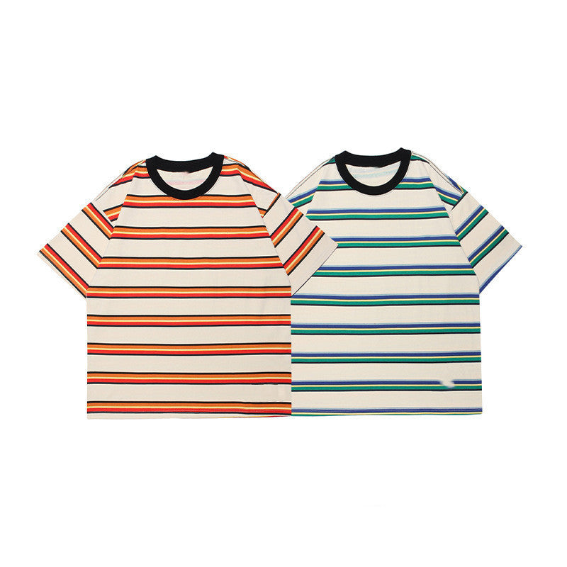 Retro Striped Short-sleeved Man's T-shirt