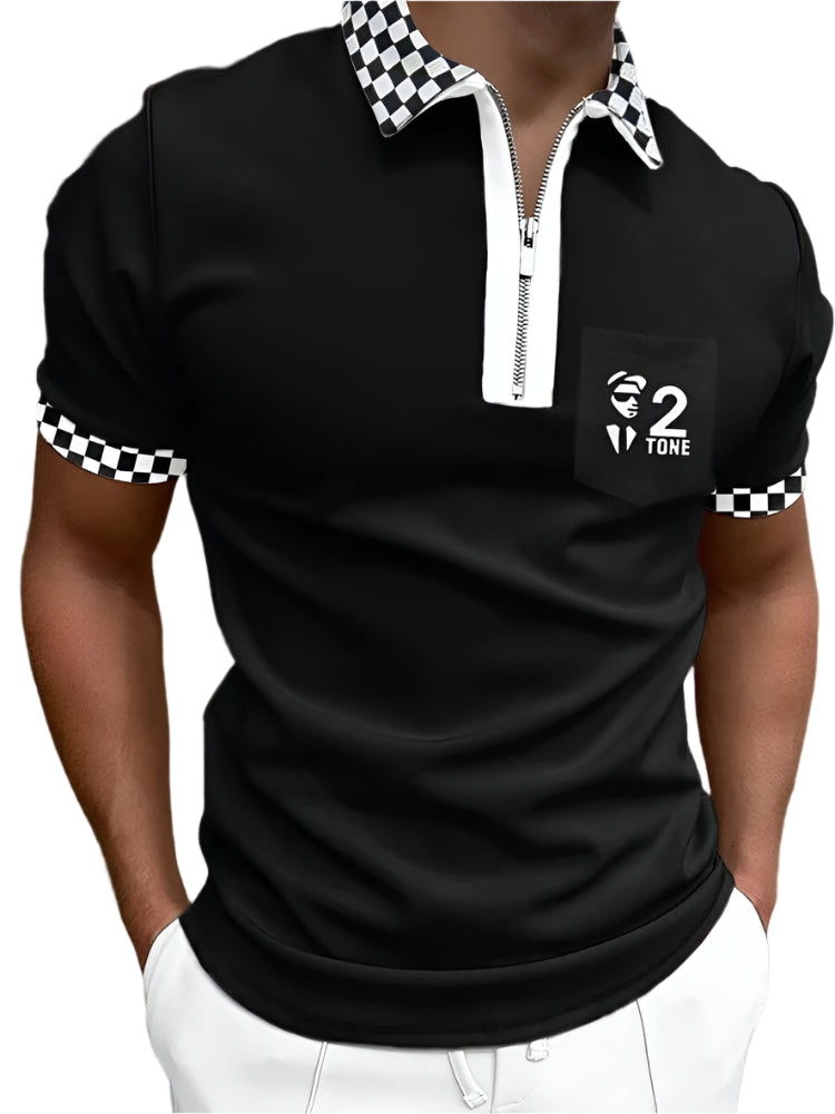 Men's POLO Shirt Striped Printed Short Sleeve T-Shirt Lapel Shirt