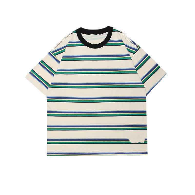 Retro Striped Short-sleeved Man's T-shirt