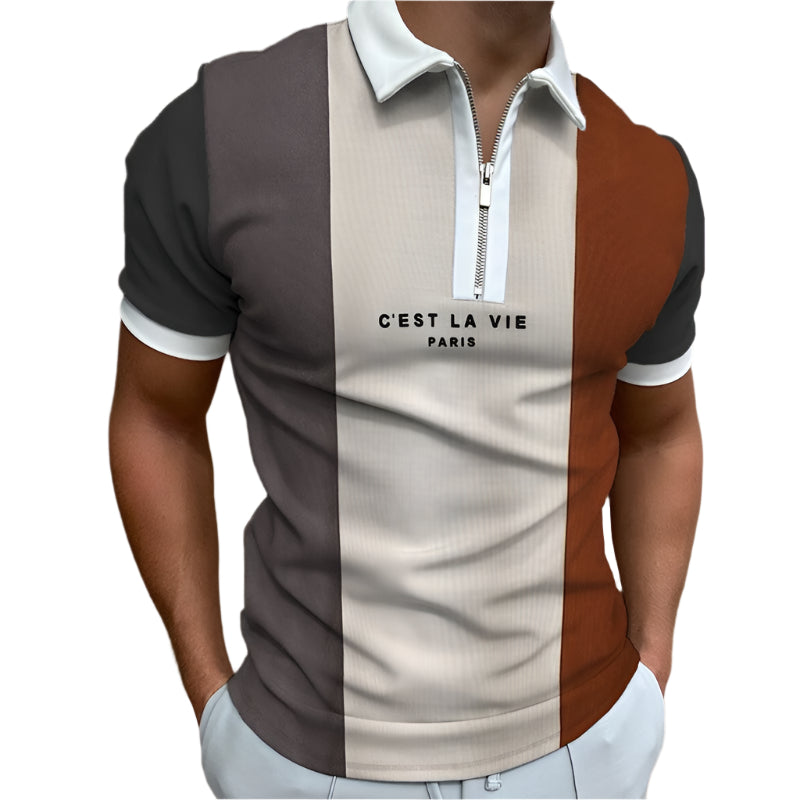 Men's POLO Shirt Striped Printed Short Sleeve T-Shirt Lapel Shirt