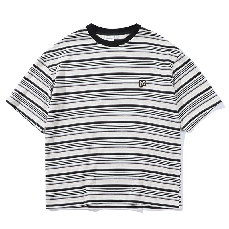 Men's Striped Loose Artistic Youth Fresh T-shirt