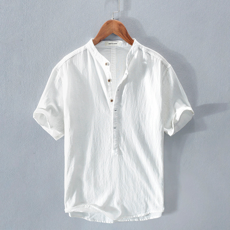 Men's Stand Collar Japanese  Short Sleeve T-shirt