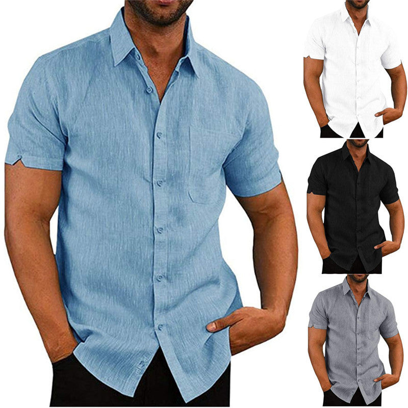 Short Sleeve Summer Solid Shirts Casual Loose Tops Tee For Mens