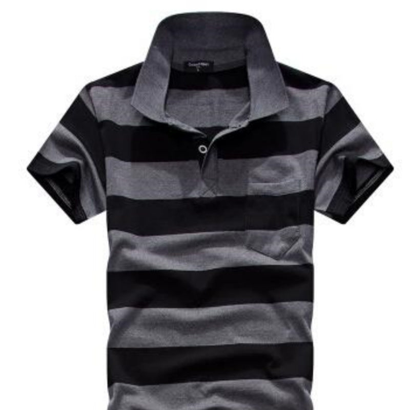 Collar Striped Short Sleeved  Men's T-shirt