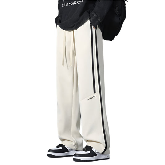 Winter Fleece-lined Loose Straight Trousers Youth Sports Pants