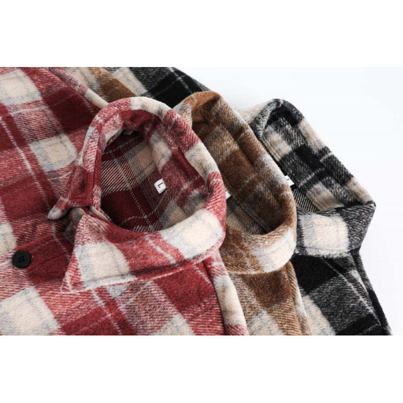 Brushed Thickened Plaid Shirt
